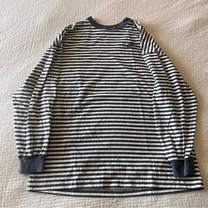 Nike Small Oversized Striped Long-Sleeve Crewneck Shirt - Blue & White